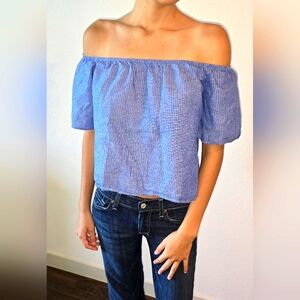 Express Lightweight Blue penstripe Top XS